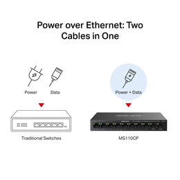 Switch TP-Link Mercusys MS110CP 2x GLAN, 8x LAN s PoE+, 65W
