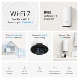 WiFi router TP-Link Deco BE25-Outdoor(1-pack) venkovní AP, 2x 2,5GLAN s PoE, 2,4/5 GHz, BE5000