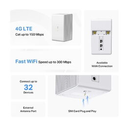 Modem TP-Link Mercusys MB112-4G LTE s WiFi routerem, 1x LAN, 1x WAN, 1x slot SIM, 300Mbps 2,4