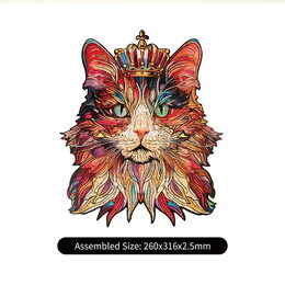 RoboTime Dřevěné puzzle Kočičí král