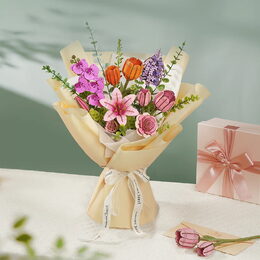 RoboTime 3D dřevěná skládačka Růžový tulipán