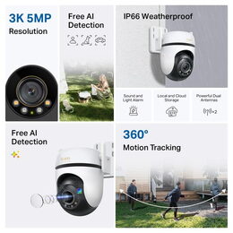 Kamera TP-Link Tapo C530WS 5MPx, venkovní, IP PTZ, WiFi, přísvit, poškozený obal