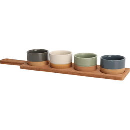 EXCELLENT HOUSEWARE Sada misek na pochutiny servírovací s prkénkem 4 ks KO-210001100