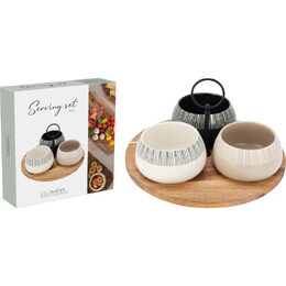 EXCELLENT HOUSEWARE Sada misek na pochutiny servírovací s prkénkem 3 ks KO-210001230