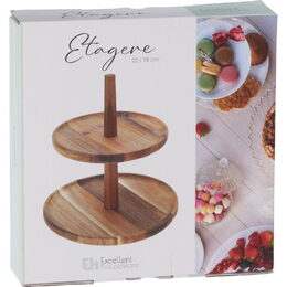 EXCELLENT HOUSEWARE Etažér dvoupatrový 23 cm Akát KO-210001360