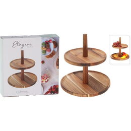 EXCELLENT HOUSEWARE Etažér dvoupatrový 23 cm Akát KO-210001360