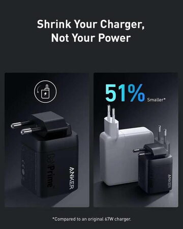 Nabíječka do sítě Anker Prime GaN 67W, 2xUSB-C, 1xUSB černá