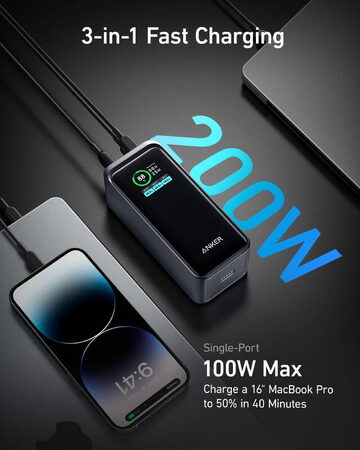 Powerbanka Anker Prime 20000mAh, 200W černá