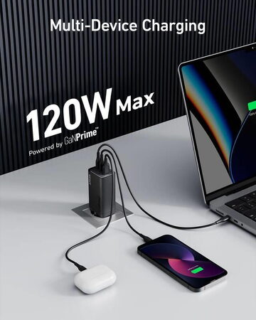 Nabíječka do sítě Anker 737 120W, 2xUSB-C, 1xUSB černá