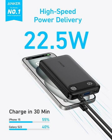 Powerbanka Anker 10000mAh, 22,5W černá