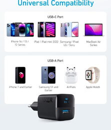 Nabíječka do sítě Anker 323 33W, 1xUSB-C, 1xUSB černá