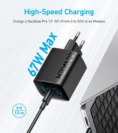 Nabíječka do sítě Anker 336 67W, 2xUSB-C, 1xUSB černá