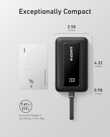 Powerbanka Anker Zolo 10000mAh, 30W s kabelem USB-C černá