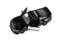 Auto Kinsmart 2024 Ford Mustang Dark Horse Policie 1:38 kov/plast 13cm na zpětné natažení 12ks v box