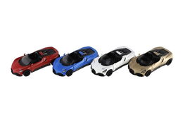 Auto Kinsmart Bugatti Mistral kov/plast 13cm na zpětné natažení 4 barvy 12ks v boxu