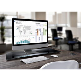 Stolní držák pro TV Meliconi, 469105 Rotobase Elite L, otočný, tvrzené sklo, do
70 kg, 75 x 35 cm