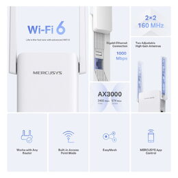 WiFi extender TP-Link Mercusys ME80X AP/Extender/Repeater - AX3000, 1x GLAN, poškozený obal