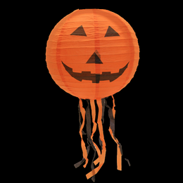 Lampion koule Halloween se střapci papír průměr 30cm v sáčku (bez hůlky) 3 druhy karneval