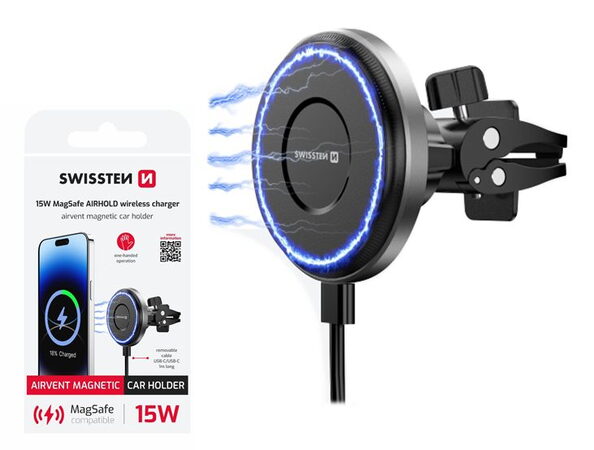 SWISSTEN MagSafe magnetický držák do ventilace auta s nabíjením 15W MagSafe comp