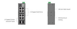 Switch TP-Link IES208G průmyslový, 2x SFP combo, 6x GLan, DIN, Omada SDN