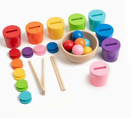 2Kids Toys Duhové kuličky, mince a kalíšky 8 barev