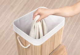 Koš na prádlo G21 72 l, bambusový s bílým košem