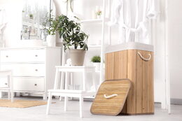 Koš na prádlo G21 72 l, bambusový s bílým košem