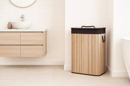 Koš na prádlo G21 72 l, bambusový s hnědým košem