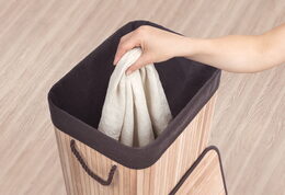 Koš na prádlo G21 72 l, bambusový s hnědým košem