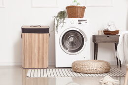 Koš na prádlo G21 72 l, bambusový s hnědým košem