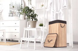 Koš na prádlo G21 72 l, bambusový s hnědým košem