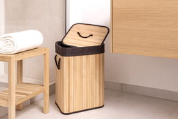 Koš na prádlo G21 72 l, bambusový s hnědým košem