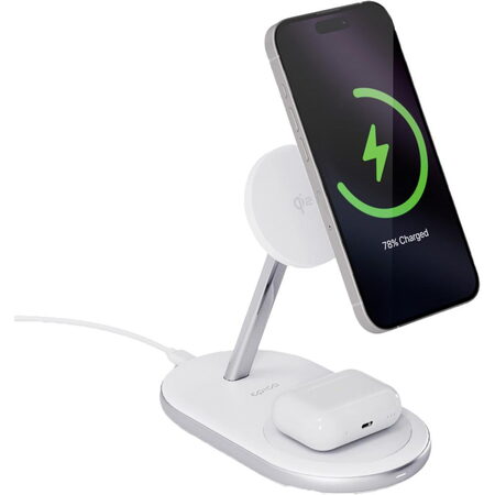 Bezdrátový nabíjecí stojánek UltraBase EX40 Qi2 Mag+ Epico 2v1 bílý