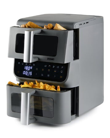 Vertikální dvojitá horkovzdušná fritéza 3,5+6,5 l - DOMO DO550FR, 2 500 W, 2 sam