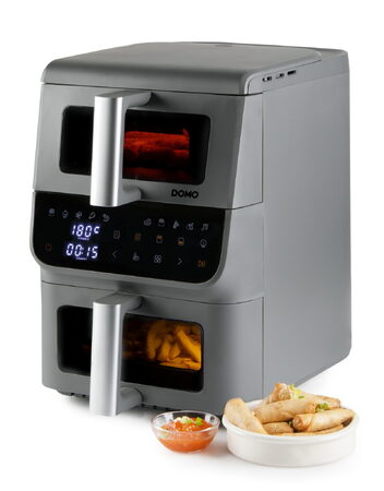 Vertikální dvojitá horkovzdušná fritéza 3,5+6,5 l - DOMO DO550FR, 2 500 W, 2 sam