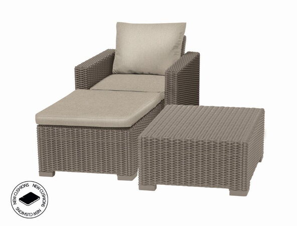Zahradní nábytek Keter set stůl + křeslo + podnožka California cappuccino, poškozený obal