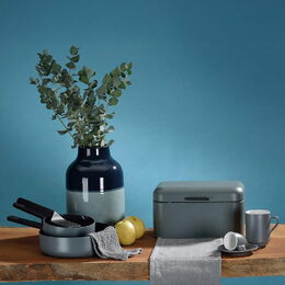 KELA Chlebník FRISCO kov modrý 30 x 18 x 16,5 cm KL-12845