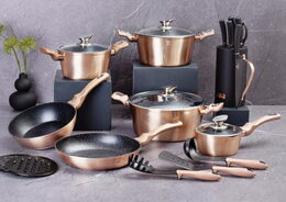 Sada nádobí Berlingerhaus s mramorovým povrchem 15 ks Rosegold Metallic Line