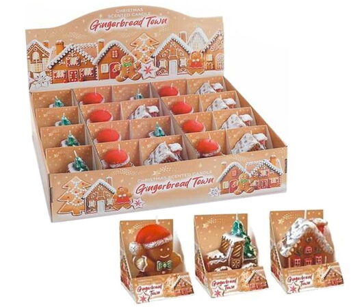 Bartek vánoční svíčka vosková figurka perníkové město 80g 75mm 0158