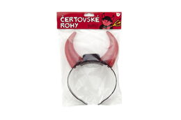 Rohy čertovské svítící plast 15cm na baterie v sáčku