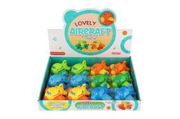 Letadlo s očima mávající křídla na natažení plast 8cm 6 barev 12ks v boxu