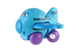 Letadlo s očima mávající křídla na natažení plast 8cm 6 barev 12ks v boxu