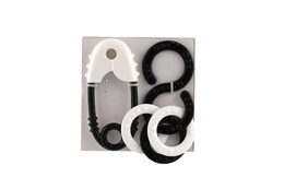 Chrastítko 2 ks černobíla plast 13cm 2 barvy v krabičce 12,5x16cm 0m+