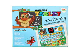 Naučný tablet moudré sovy dvojjazyčný CZ+AJ plast 24x19x2cm na baterie se zvukem v krabici 32x23x3cm