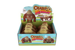 Opice/gorila antistresová mačkací silikon plněná pískem 16cm 6ks v boxu