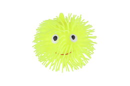 Míček chlupatý antistresový mačkací silikon 8cm na baterie se světlem 4 barvy v sáčku 12ks v boxu