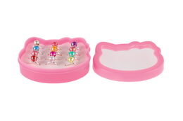 Prstýnek/Prstýnky s perlou kov/plast 12ks nastavitelná velikost v plast. krabičce 9x8cm 12ks v boxu