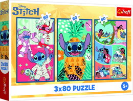 Puzzle 3x80 Lilo&Stitch - Stitchův svět 18x27,5cm v krabici 29x19x4cm