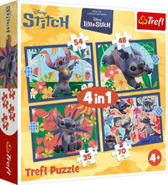Puzzle 4v1 Život ve Šmoulí vesnici 28,5x20,5cm v krabici 28x28x6cm