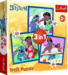 Puzzle 3v1 Lilo&Stitch - Čas se Stitchem 20x19,5cm v krabici 28x28x6cm